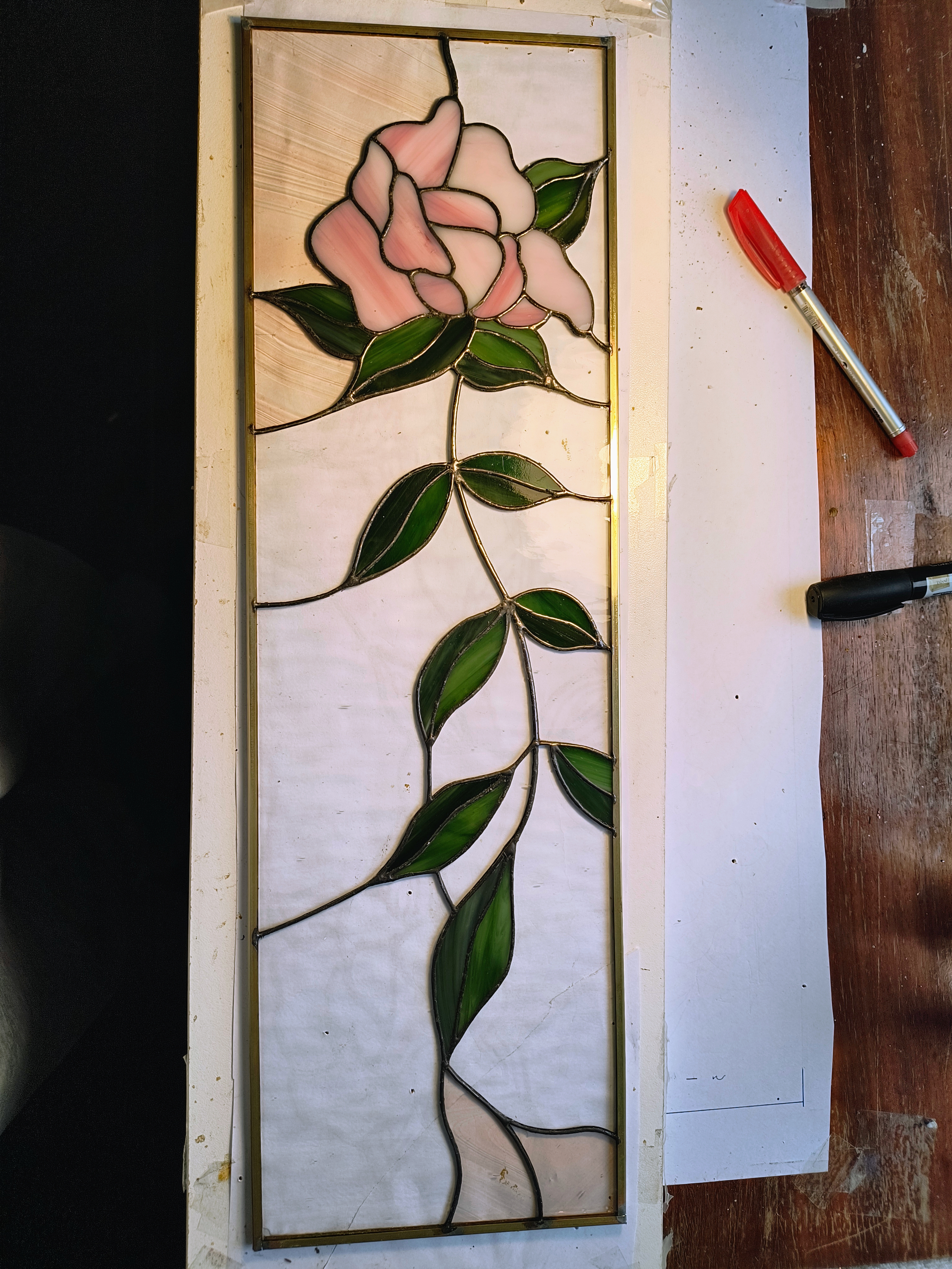 Door Model 226 — Rosevine Grace stained glass detail