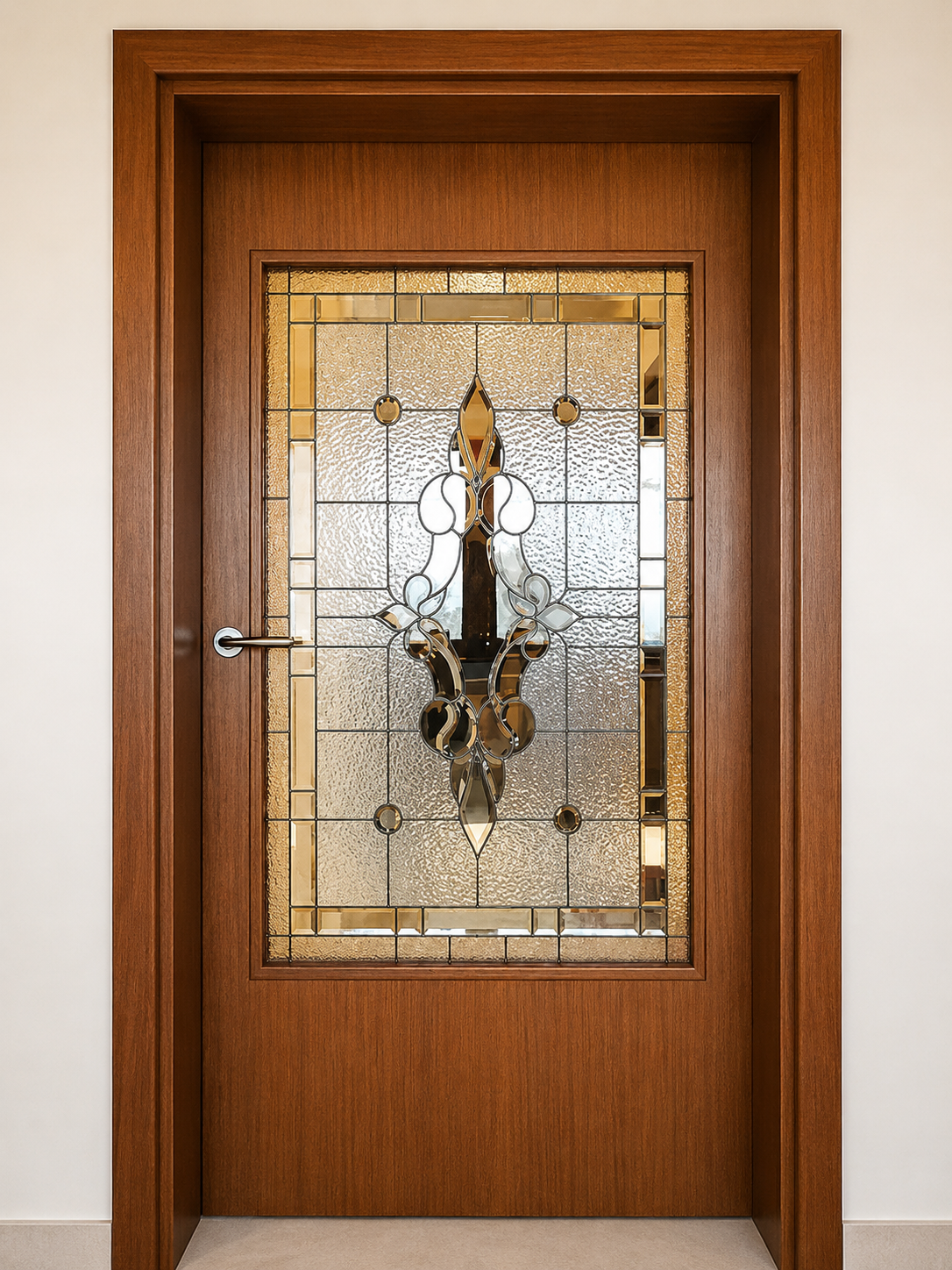 Door Model 320 — Regal Fleur stained glass detail