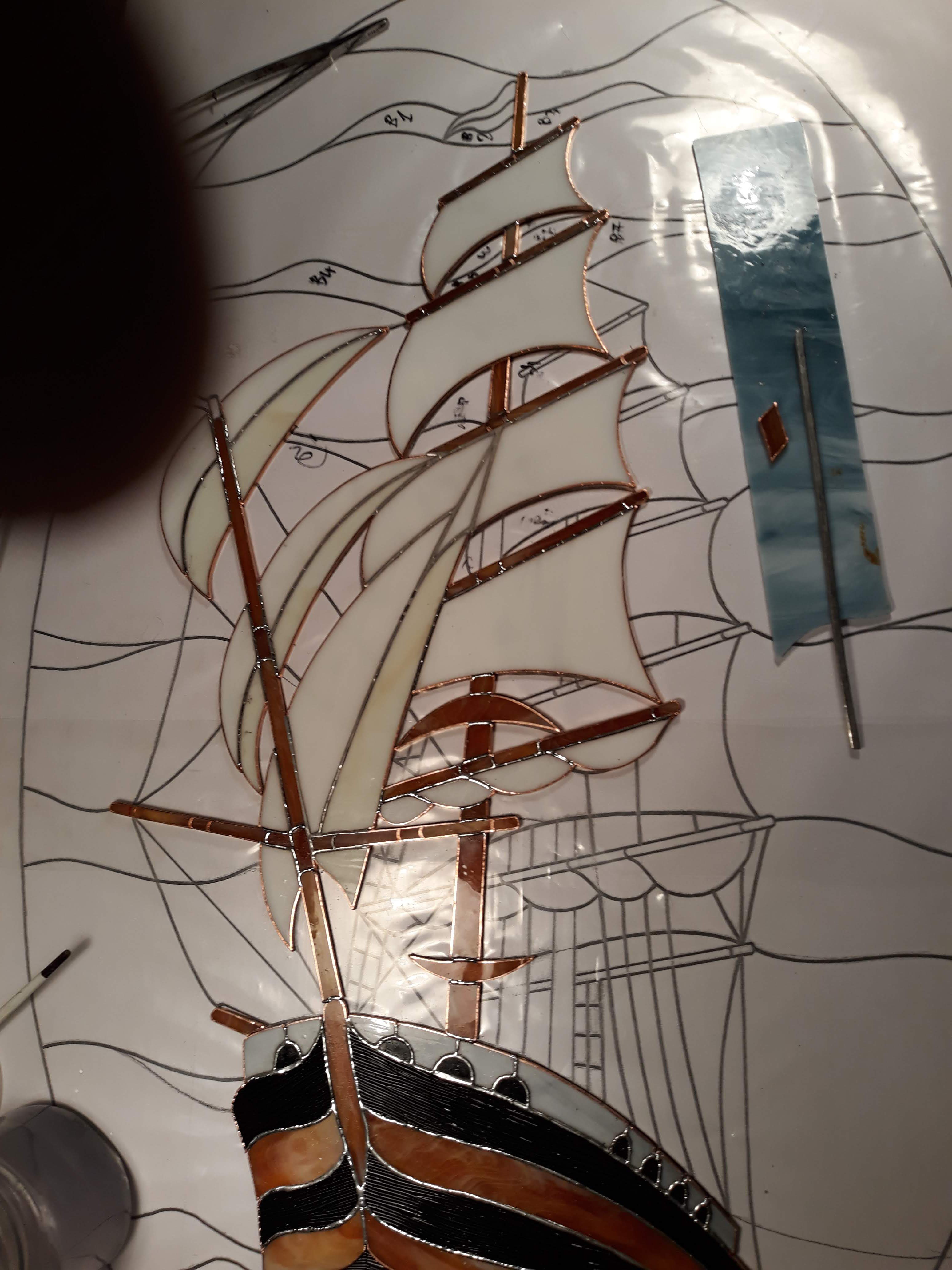 Panel Model 510 Ocean Majesty stained glass detail
