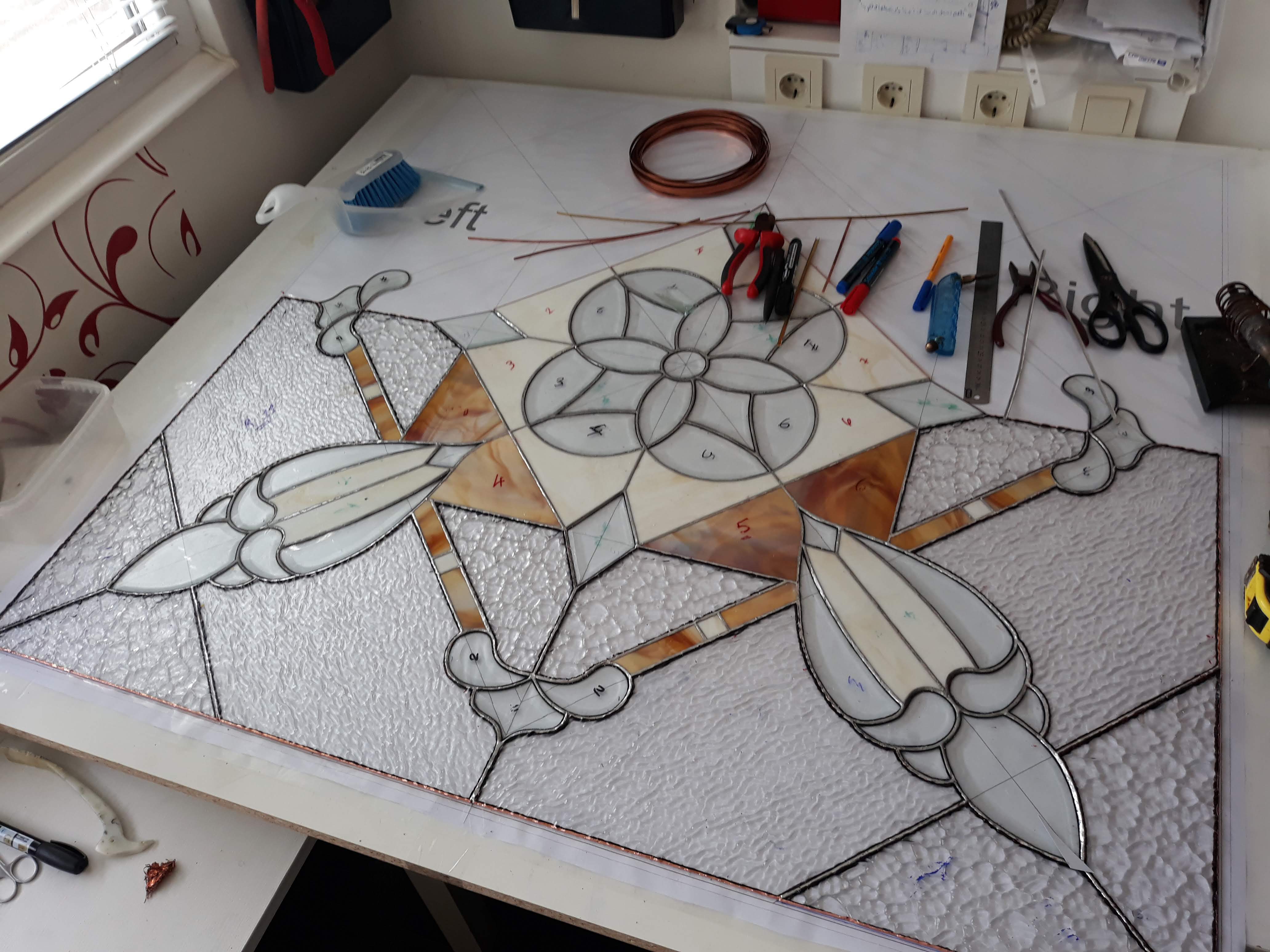 Window Model 704 — Azure Harmony stained glass detail