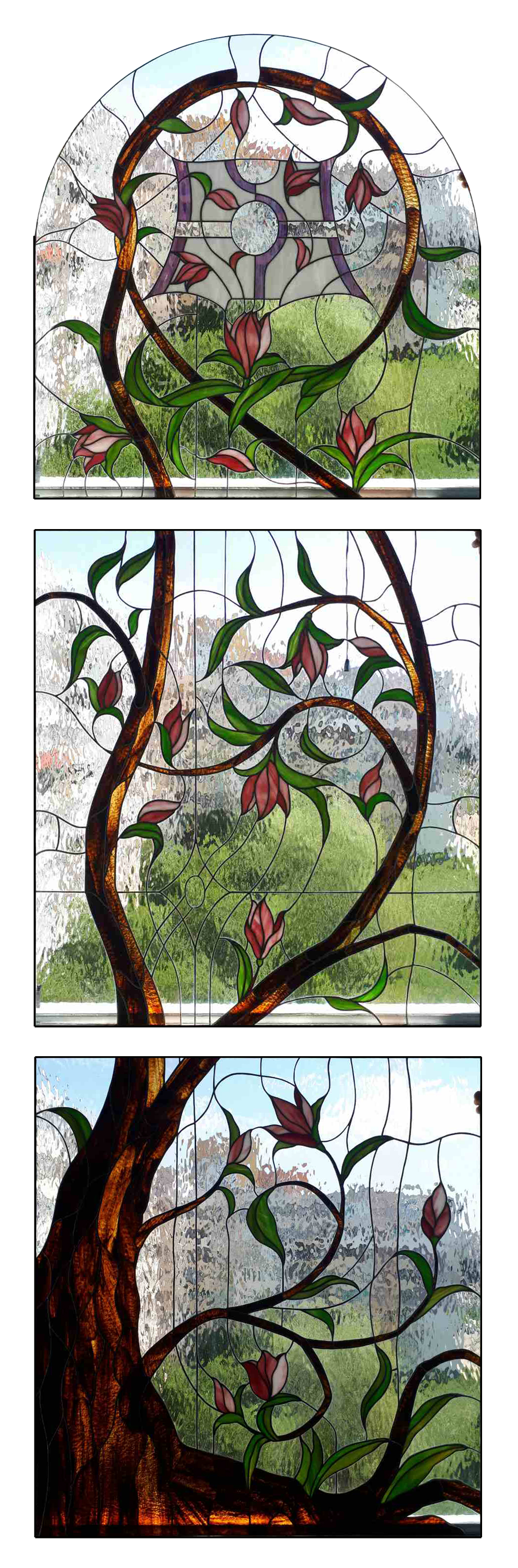 Oval Elegance handmade Tiffany stained glass window